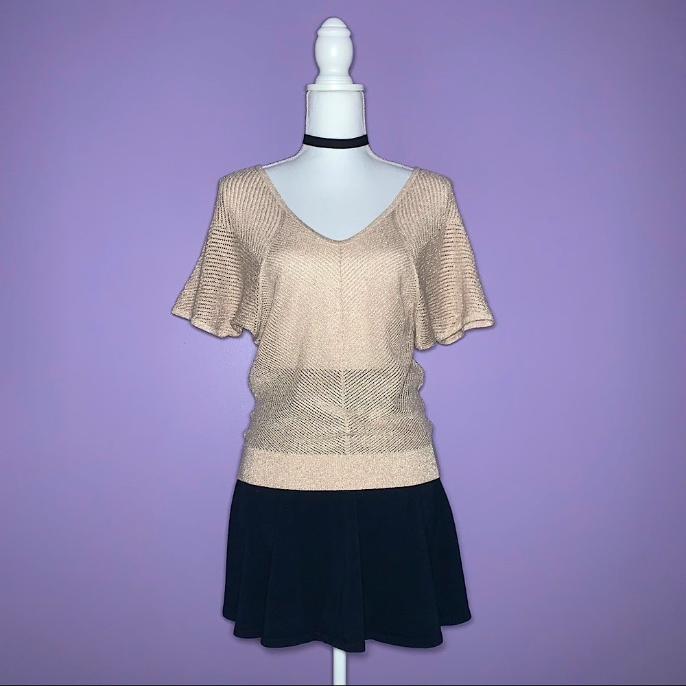 Express Gold Glitter Knit Top